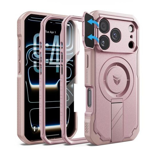 Dexnor MagSafe Case für iPhone 17 Pro / 18 Pro - 360° Kickstand mit Kameraschutz - Rosa