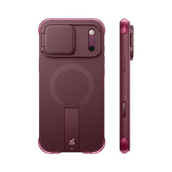Husă Suritch AirBounce Bumper MagSafe Kickstand CamProtector, iPhone 17 Pro Max / 18 Pro Max, vișiniu