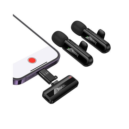 Hoco L20A Set microfoane wireless Lightning / USB-C, negru
