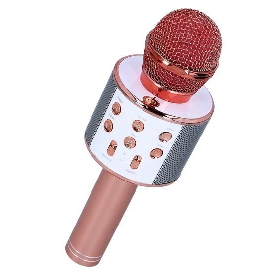 Brezžični karaoke mikrofon s krmilnikom predvajanja, roza