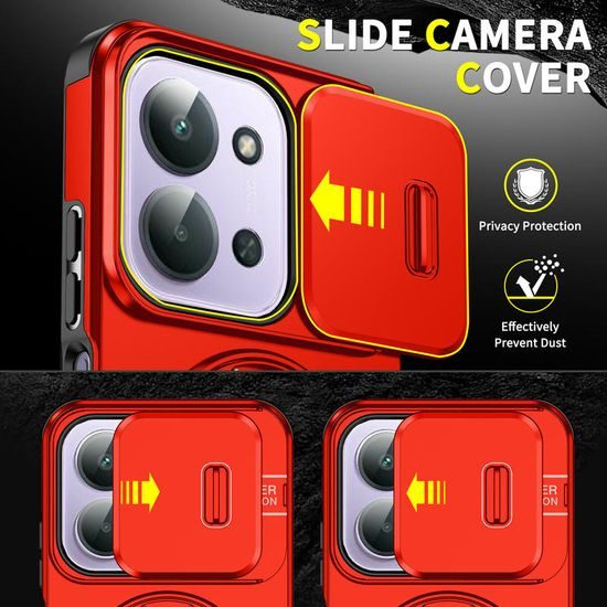 Θήκη Camslide Stand, Xiaomi Redmi 15C, κόκκινη