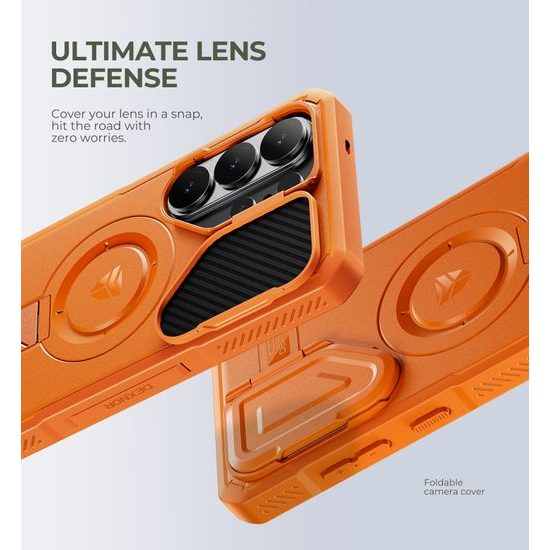 Dexnor MagSafe 360 Kickstand Hoesje - Samsung Galaxy S26 Ultra - met Camera Cover & Standaard - Schokbestendig - Oranje