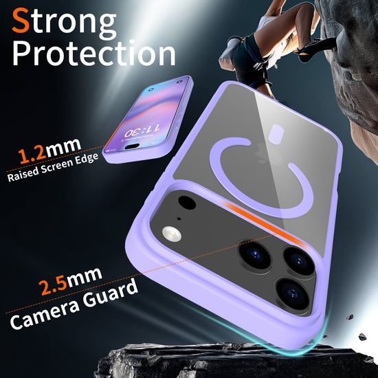 JP MagFit Clear MagSafe θήκη με μαγνήτη N52, iPhone 17 Pro Max, μωβ