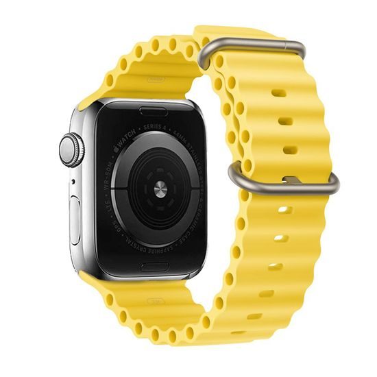 Silicone remienok, Apple Watch 42 / 44 / 45 / 49 mm, design 1, žltý