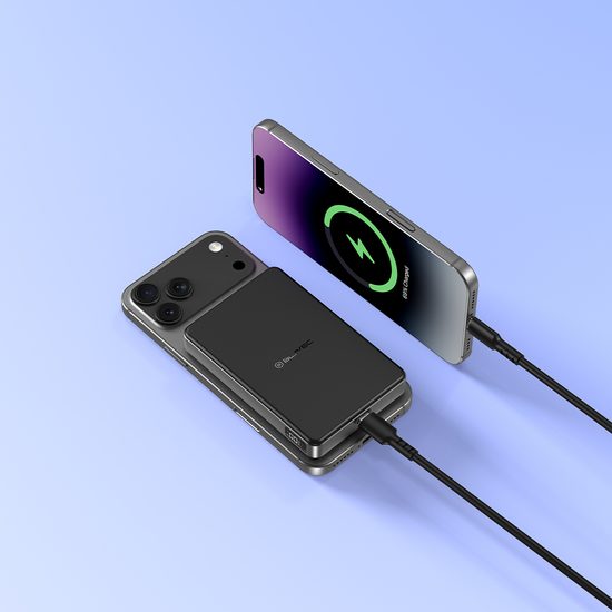 Blavec QI2.2 25W + PD 45W MagSafe powerbank, 10000 mAh, USB-C, negru