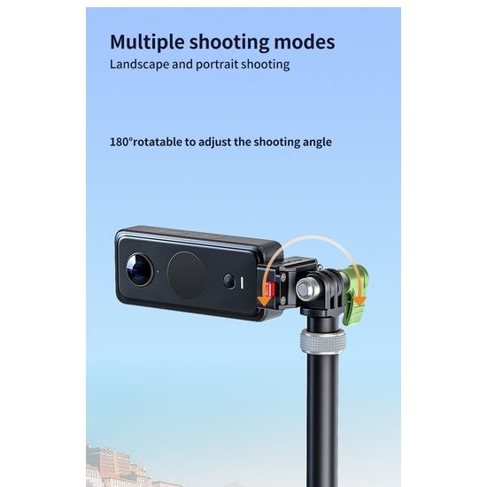 LanParte PMH-C3 supporto telescopico per fotocamere 360° e action cam per moto, 1,5 m, fissaggio a 3 punti, sistema a sgancio rapido
