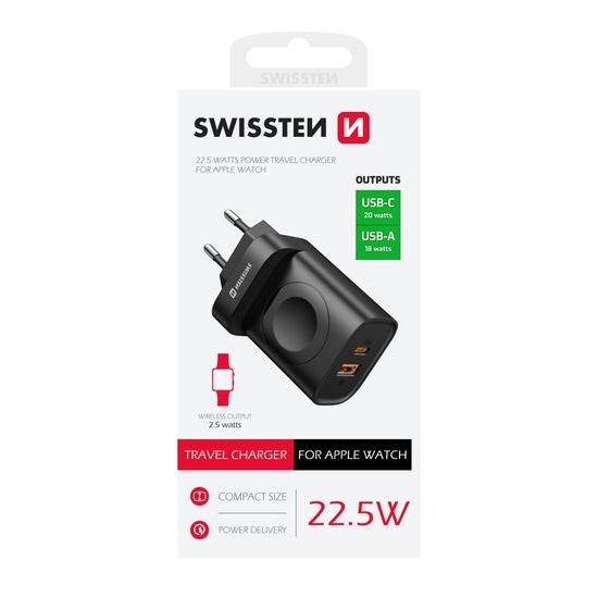 Swissten δικτυακός προσαρμογέας 1x USB-A, 1x USB-C και Apple Watch