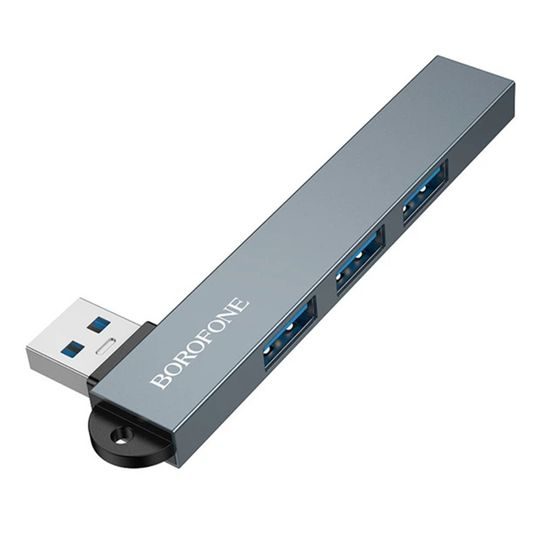 Borofone Hub 4-in-1 (FH1) - USB auf 3× USB 2.0 / USB 3.0 - Grau