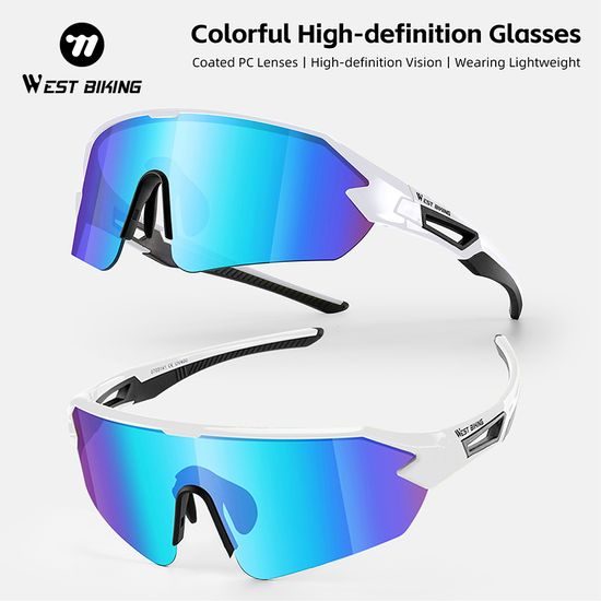 West Biking Sportbrille für Radfahren mit UV-Schutz - Schwarz-Weiß