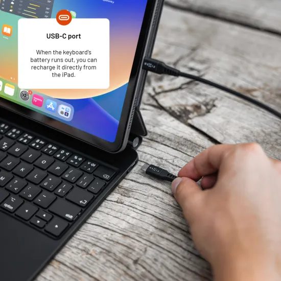 Tok vezeték nélküli billentyűzettel FIXED Typee tablethez, Apple iPad Pro 11 M4 2024 / M5 2025, EN, fekete