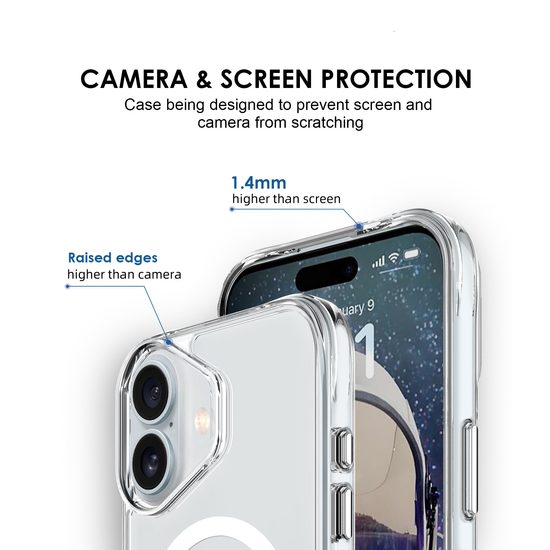 JP MagFit MagSafe θήκη με πιστοποίηση 3M SGS, iPhone 16, διάφανη