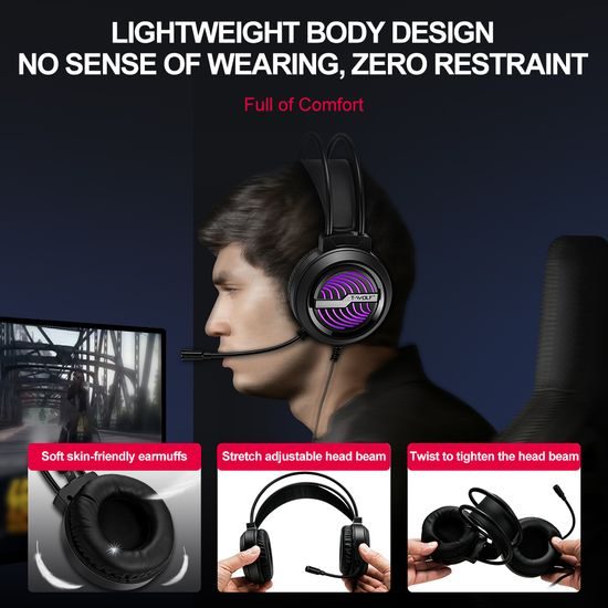 T-WOLF H130 RGB Gaming Headset слушалки
