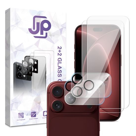 JP Combo paket, Komplet 2 zaščitnih kaljenih stekel in 2 stekel za kamero, iPhone 18 Pro