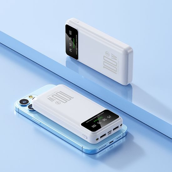 Powerbank 20000mAh mit 100W Super Charge und QC3.0 - LED-Licht - Weiß