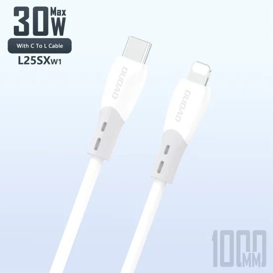 Dudao L25SX kabel USB-C - Lightning, 30W, 1 m, bel