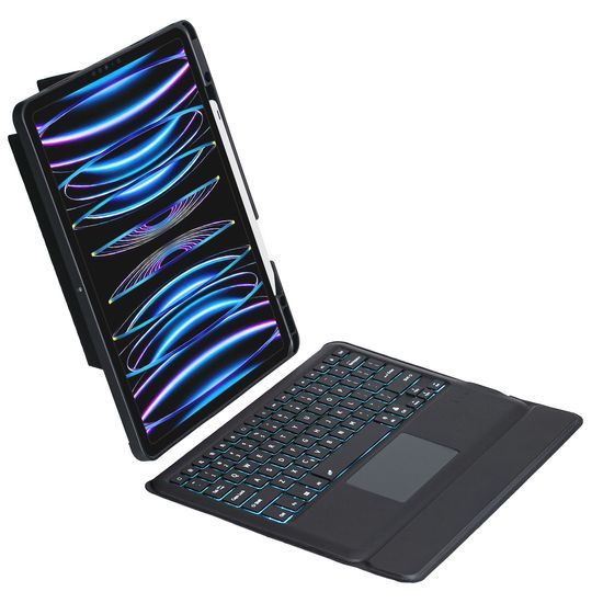 JP billentyűzet tok MK02 táblagép tok, iPad Pro 12.9, 2018 / 2020 / 2021 / 2022, iPad Air 13 2024, fekete