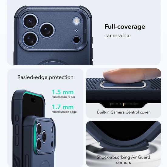iPhone 17 Pro / 18 Pro aizsargvāciņš – ESR Cyber Halolock MagSafe – zils