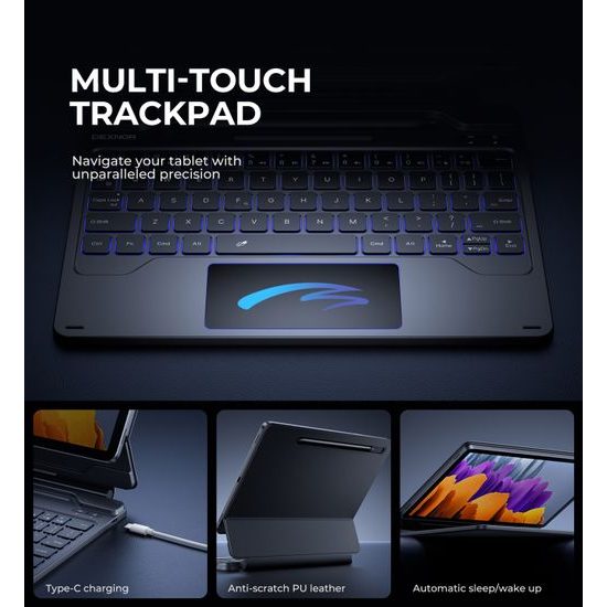 Dexnor μαγνητική θήκη με πληκτρολόγιο, Samsung Galaxy Tab S9 11" / S9 FE 10,9", μαύρο