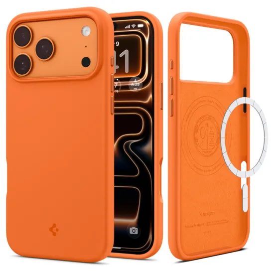 Spigen Silicone Fit Mag - MagSafe Hoesje - Siliconen Case - iPhone 17 Pro Max - Oranje