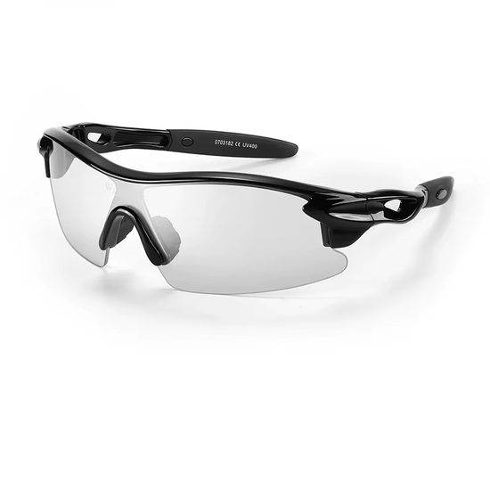 West Biking Kinder Photochromatische Sportbrille für Radfahren, Laufen und Outdoor-Aktivitäten - Schwarz/Transparent