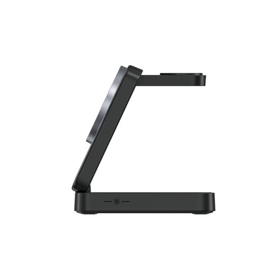 3in1 Magnetisches Kabelloses Ladegerät Faltbar mit LED Nachtlicht - Effiziente Wireless Ladestation für Smartphone, Earbuds und Smartwatch - Grau