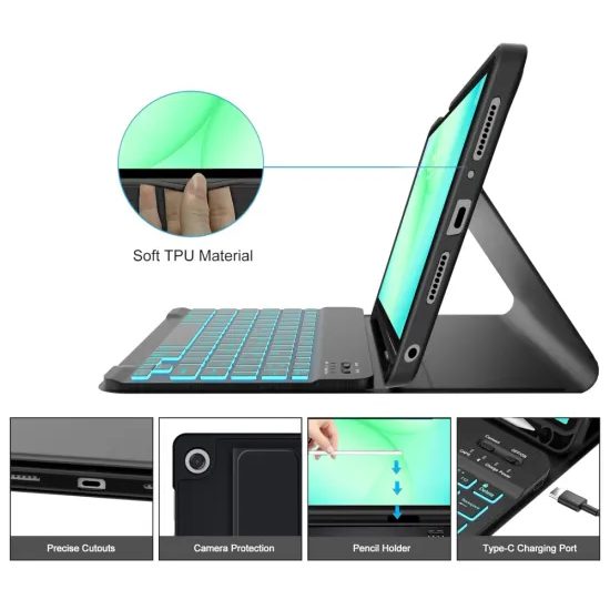 Θήκη Tech-Protect SC Pen + πληκτρολόγιο, Samsung Galaxy Tab A9+ / A11+ 11.0 X210 / X215 / X216 / X230 / X235 / X236, μαύρη