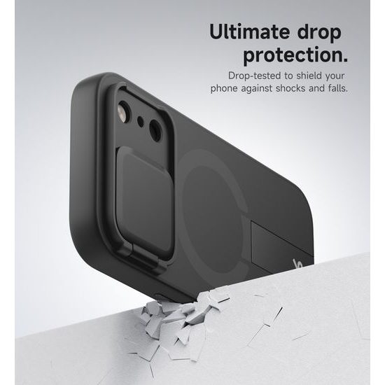 Husă Suritch MagSafe cu Suport și Protecție Cameră pentru iPhone 17 Pro / 18 Pro, neagră