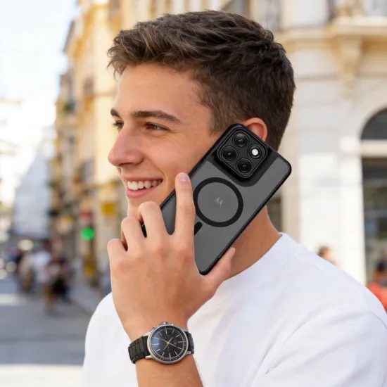 Tech-Protect MagMat Schutzhülle für Motorola Edge 70 Fusion / Fusion Plus 5G - MagSafe kompatibel - Schwarz Matt
