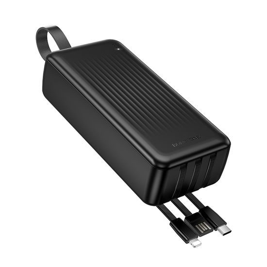 Borofone akupank BJ79B 30000mAh USB-A + USB-C ja Lightning kaablitega – must