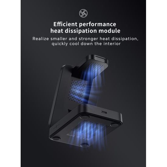 3in1 Magnetisches Kabelloses Ladegerät Faltbar mit LED Nachtlicht - Effiziente Wireless Ladestation für Smartphone, Earbuds und Smartwatch - Grau