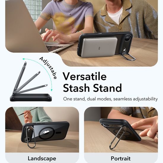 Etui ESR Classic Hybrid HaloLock Kickstand, iPhone Air, prozorno črno