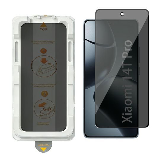 Wency Magic Box Privacy 5D Σκληρυμένο Γυαλί με Εύκολη Εφαρμογή, Xiaomi 14T Pro, μαύρο