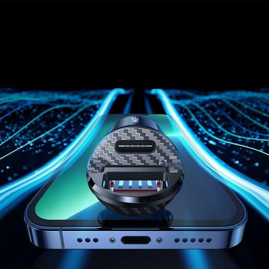 Ainope Autonabíječka USB-A + USB-C, PD30W, 12V/24V, černá