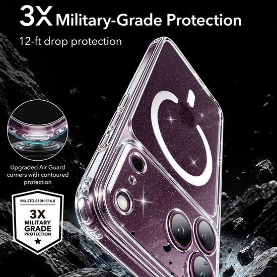 iPhone 17 Pro Max / 18 Pro Max vāciņš – ESR Classic Hybrid HaloLock MagSafe – caurspīdīgs ar spīdumiem