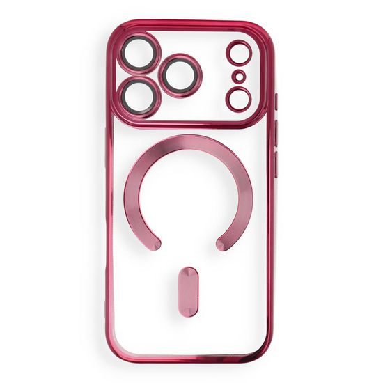 iPhone 17 Pro / 18 Pro dėklas – Electro Mag Cover su MagSafe – vyno raudona