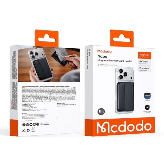 Mcdodo Magnetische Kartenhalterung für MagSafe - Kartenetui mit starkem Magnet - Schwarz