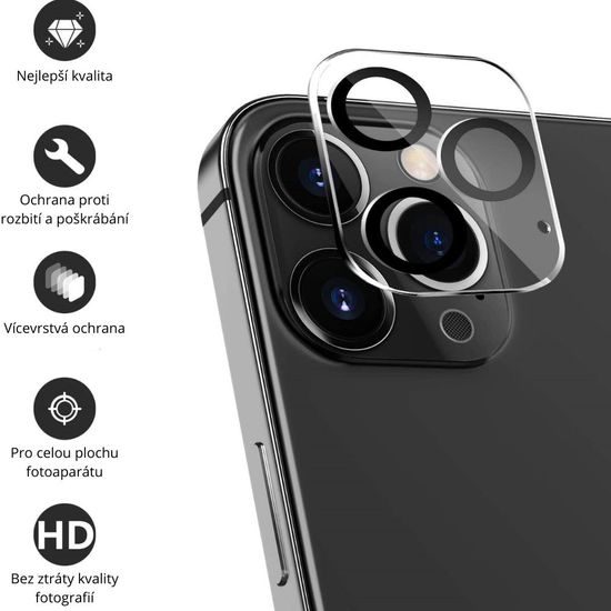 JP Mega Pack Tvrzených skel, 3 skla na telefon s aplikátorem + 2 skla na čočku, iPhone 12 Pro