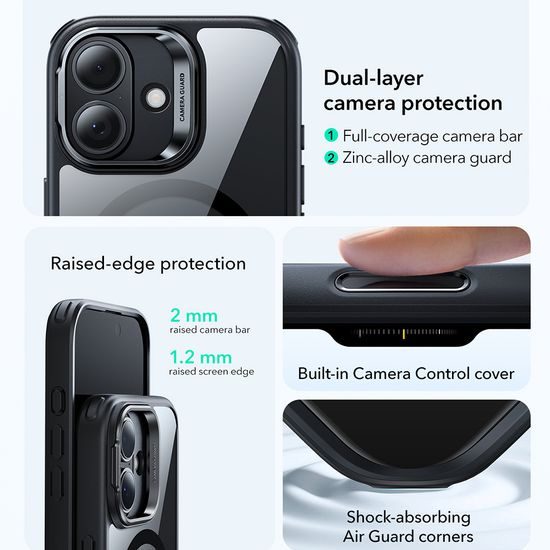 Kryt ESR Classic Hybrid HaloLock Kickstand, iPhone 17, clear black