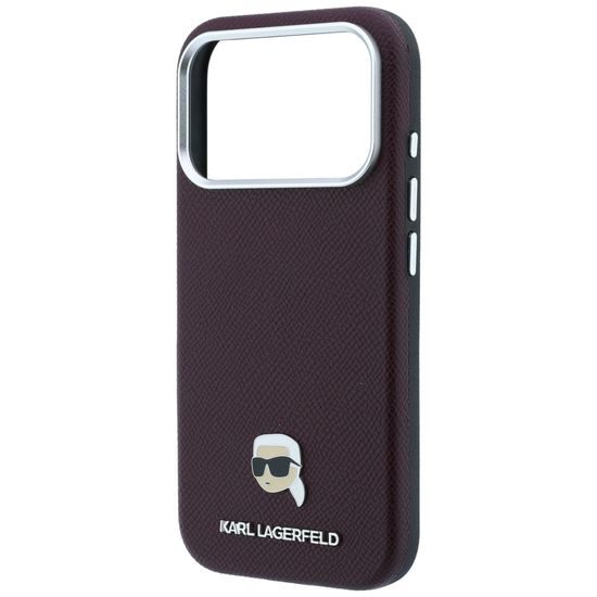 Karl Lagerfeld Grained Leather KH Metal MagSafe ümbris iPhone 17 Pro / 18 Pro – burgundia