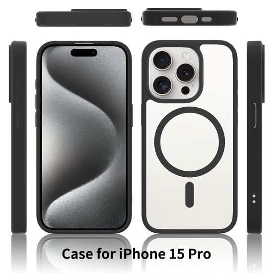 JP MagFit Clear MagSafe obal s N52 magnetom, iPhone 15 Pro, fialový