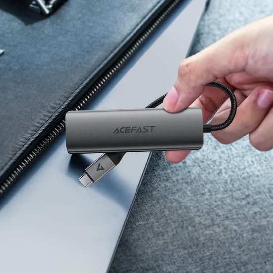 Acefast 4-in-1 Adapter (J15) - USB-C naar 4x USB 3.0 - 5 Gb/s - Plug & Play - Grijs