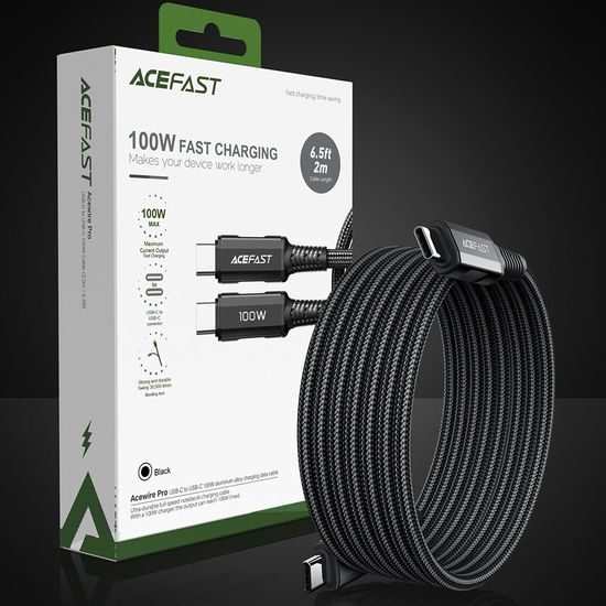 Acefast USB-C USB-C kábel 2m, 100W (20V / 5A), fekete (C4-03 fekete)