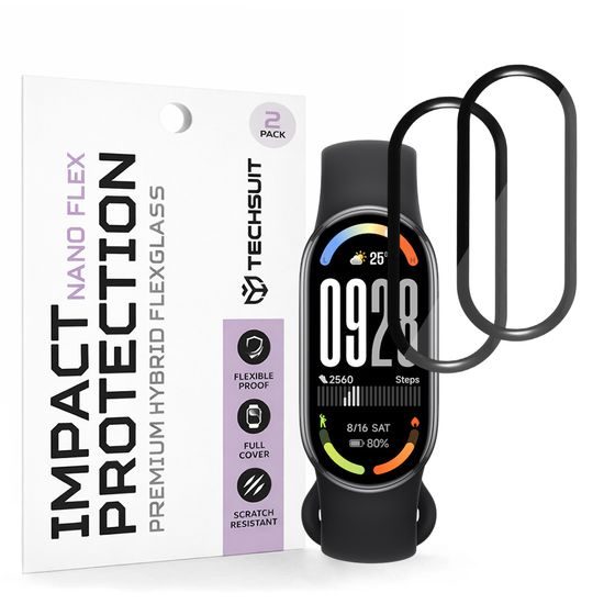 Techsuit Nano Flex til Xiaomi Smart Band 10, 2 stk., Sort