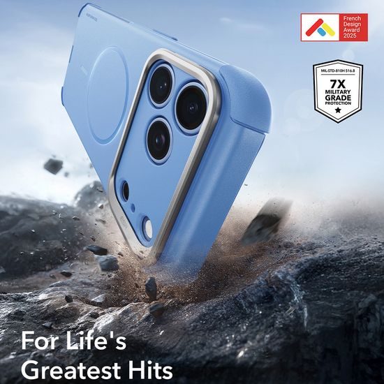 iPhone 17 Pro Max / 18 Pro Max vāciņš – ESR Cyber Armor Kickstand ar statīvu – gaiši zils