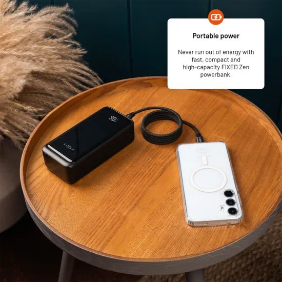FIXED Zen2 30 powerbank LCD kijelzővel, 30 000 mAh, PD 20W, fekete
