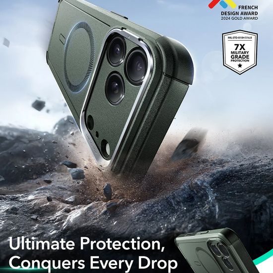 Калъф ESR Cyber Armor Kickstand, iPhone 17 Pro Max, зелен