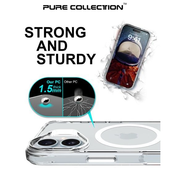 JP MagFit MagSafe θήκη με πιστοποίηση 3M SGS, iPhone 17, διάφανη