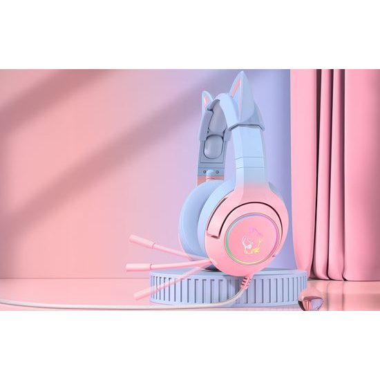 Onikuma K9 Herní sluchátka RGB, modrorůžová