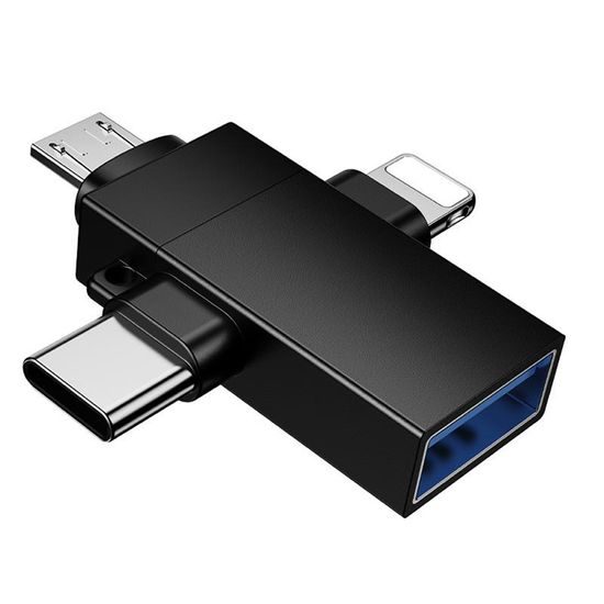 Borofone 3-in-1 Adapter (BV26D) USB 2.0 auf Lightning / USB-C / Micro-USB - Schwarz