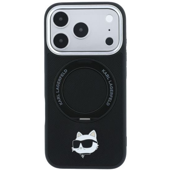 Karl Lagerfeld Leather Ring Stand 360 KC Pin MagSafe ümbris iPhone 17 Pro Max / 18 Pro Max – must